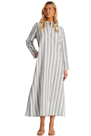 Striped Cotton Gauze Maxi Caftan  La Moda Clothing