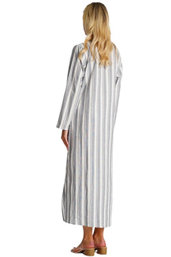 Striped Cotton Gauze Maxi Caftan  La Moda Clothing