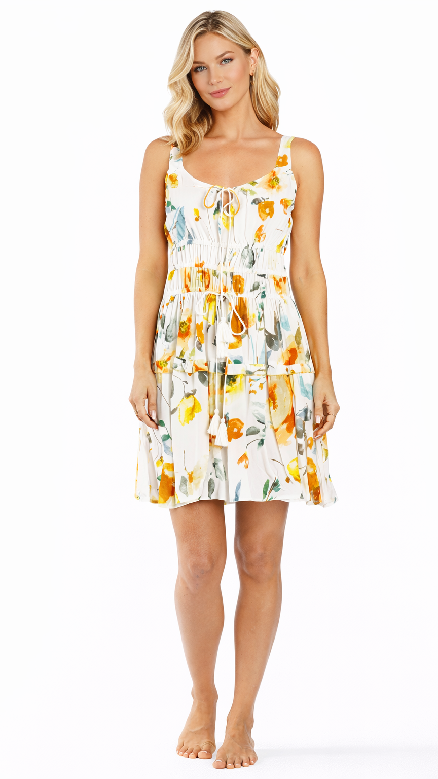 White Floral Mini Dress – Lightweight Resort Wear Vacation Dress | Club Moda  La Moda Clothing
