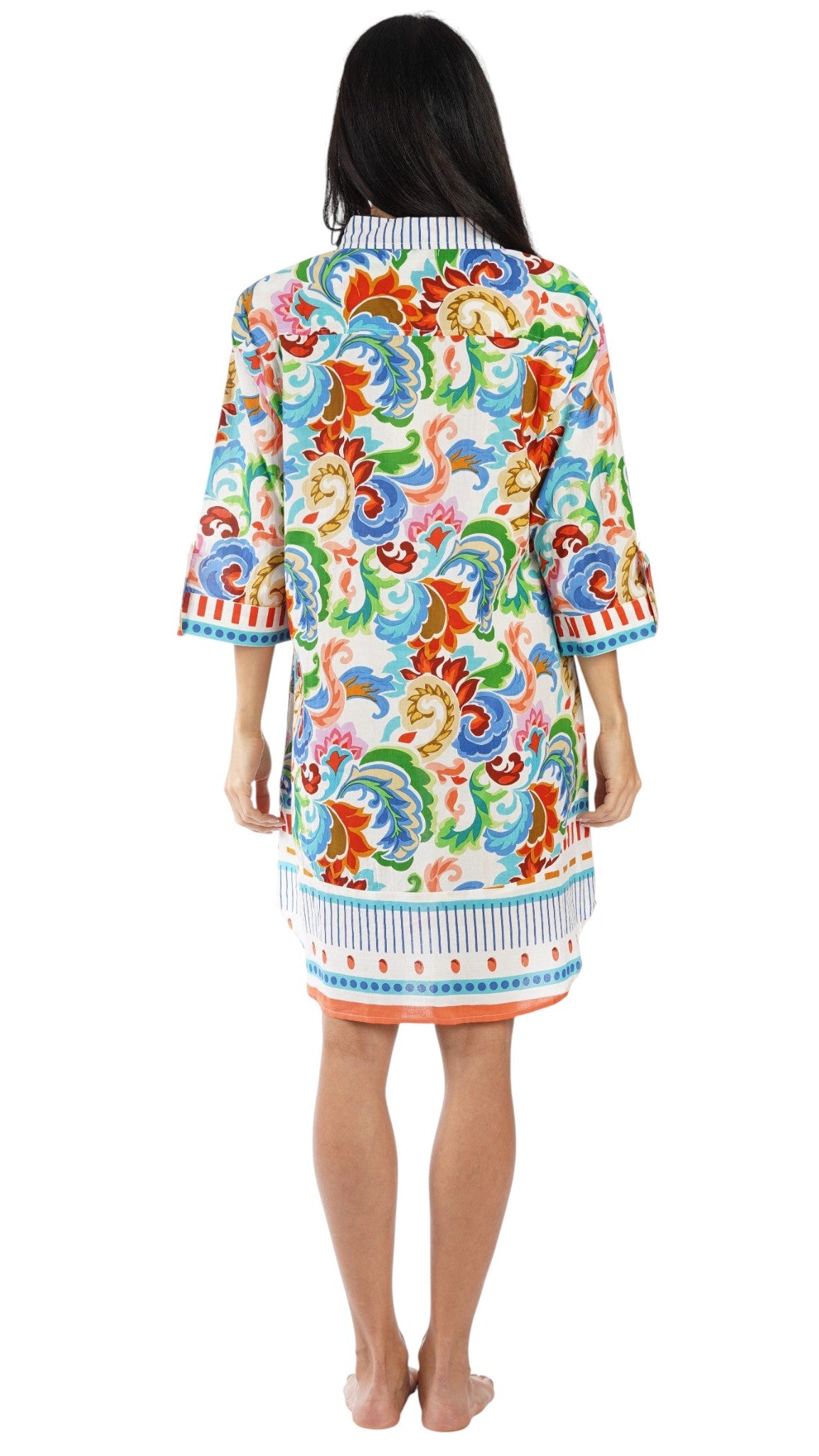 Colorful Resort Wear Shirt Dress | Luxury Vacation Dress  La Moda Clothing