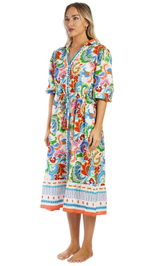 Colorful Resort Wear Midi Dress | Luxury Vacation Dress  La Moda Clothing