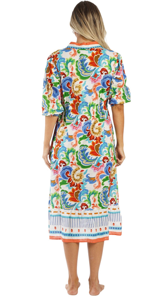 Colorful Resort Wear Midi Dress | Luxury Vacation Dress  La Moda Clothing