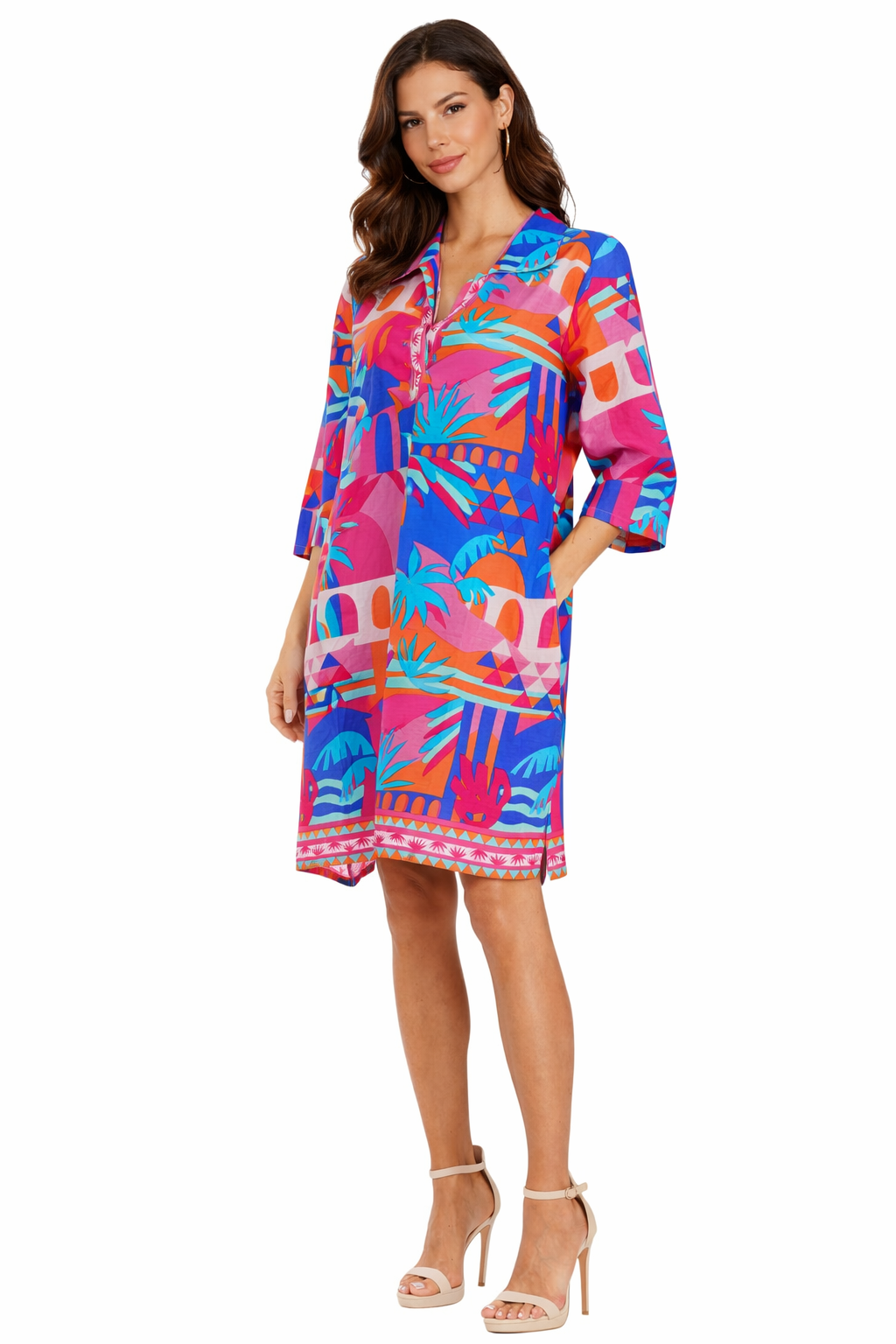 Tropical Printed Shift Tunic Dress – Luxury Resort Wear | Colorful Vacation Cover Up  La Moda Clothing