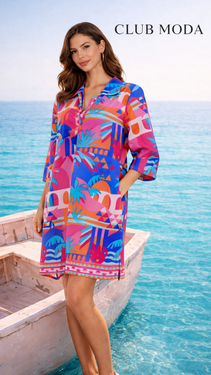 Tropical Printed Shift Tunic Dress – Luxury Resort Wear | Colorful Vacation Cover Up  La Moda Clothing