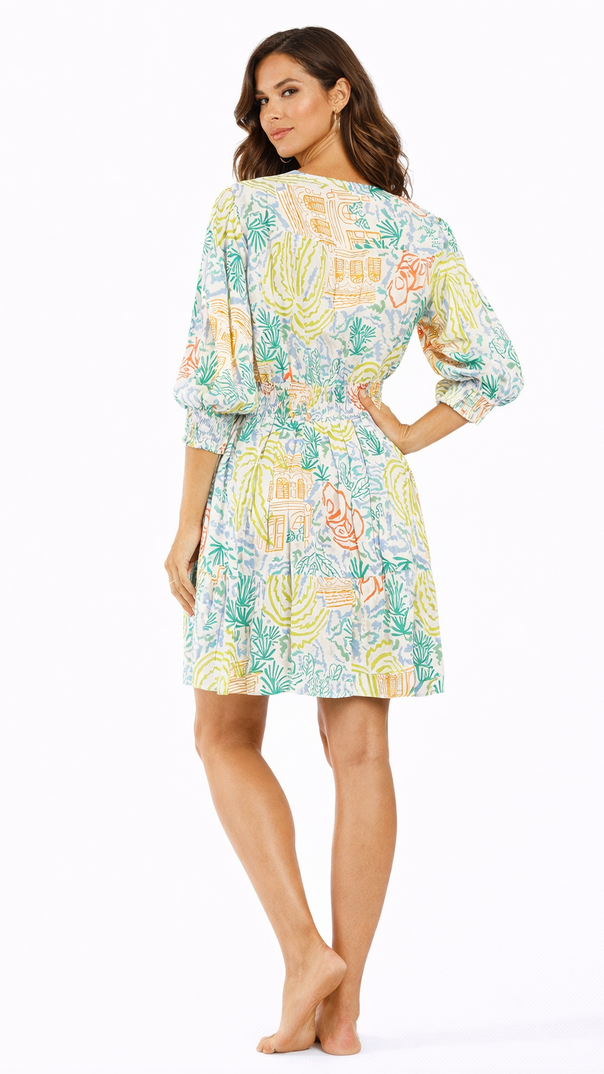 Resort Wear Mini Dress – Tropical Print Luxury Vacation Dress  La Moda Clothing