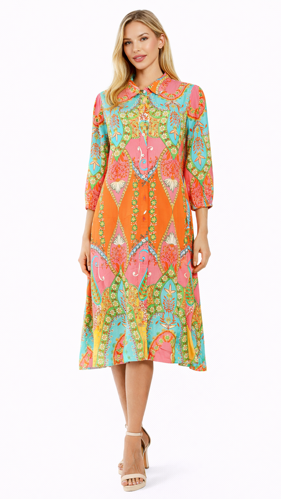 Caribbean Print Shirt Dress – Luxury Resort Wear Cover Up | Club Moda  La Moda Clothing