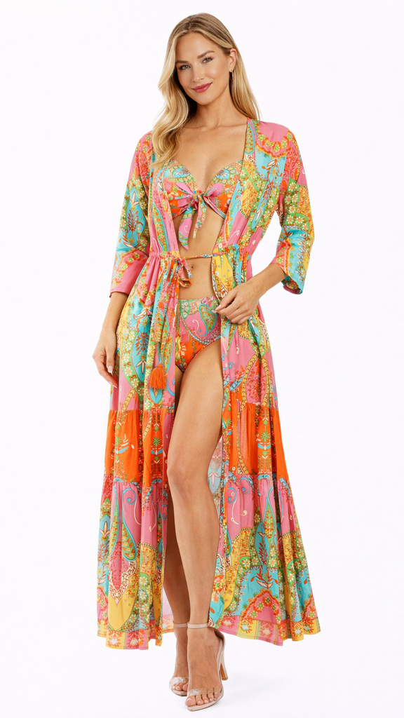Vibrant Paisley Maxi Shirt Dress – Luxury Resort Wear Cover Up | Club Moda  La Moda Clothing