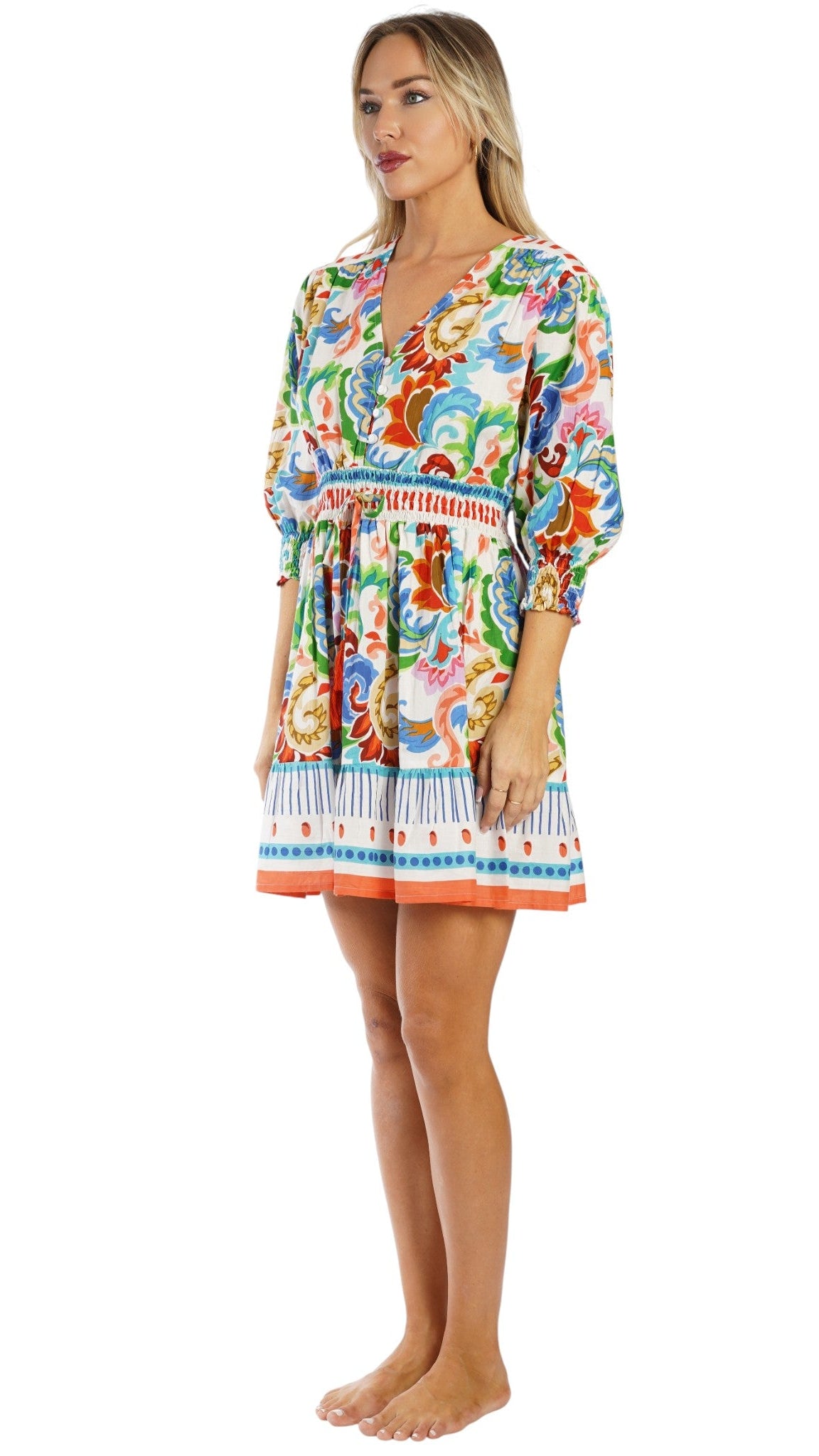 Colorful Resort Wear Mini Dress | Luxury Vacation Mini Dress  La Moda Clothing