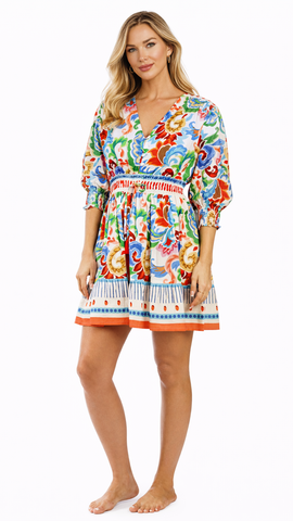 Colorful Resort Wear Mini Dress | Luxury Vacation Mini Dress  La Moda Clothing