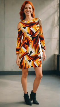 Geometric Print Cold Shoulder Resort Dress  Wholesale La Moda Clothing