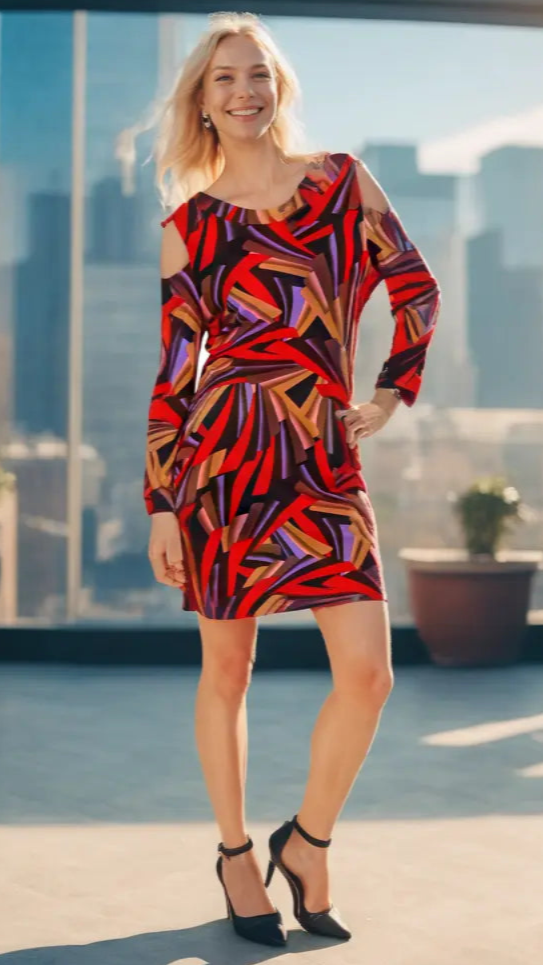 Geometric Print Cold Shoulder Resort Dress | Wholesale