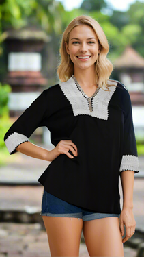 Embroidered Long Sleeve Beach Tunic and Cover Up  Wholesale La Moda Clothing
