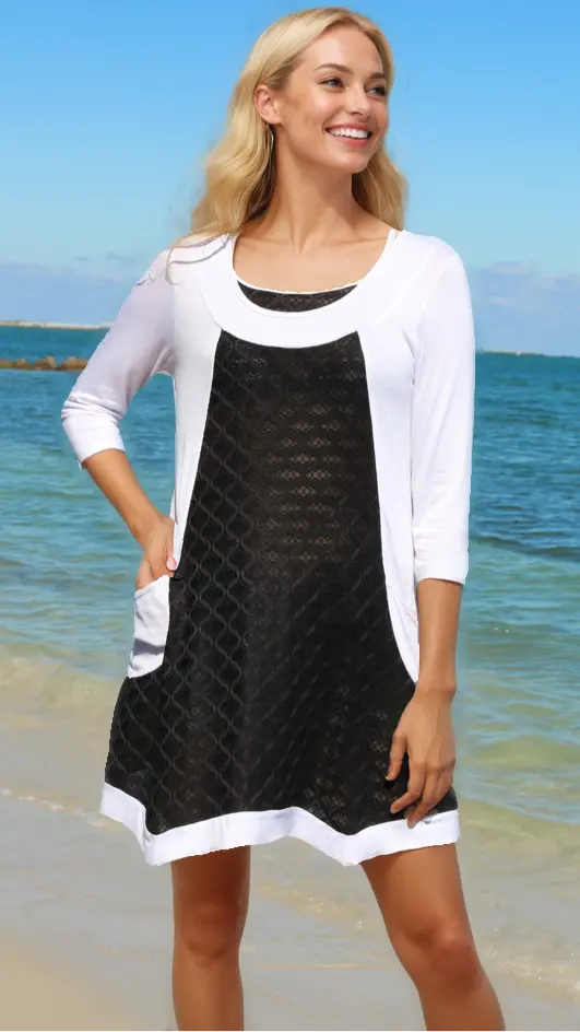 open lace back dress Resort Wear Tunic Dress Wholesale