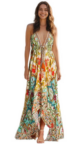 Cross Halter Maxi Dress  La Moda Clothing