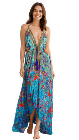 Tropical Halter Maxi Dress  La Moda Clothing