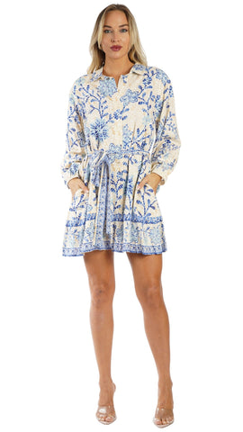 Blue Print Resort Wear Mini Dress | Luxury Vacation Mini Dress  La Moda Clothing