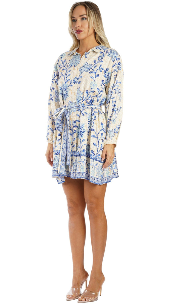 Blue Print Resort Wear Mini Dress | Luxury Vacation Mini Dress  La Moda Clothing