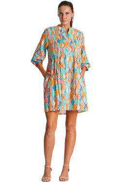 Pleated Mini Shirtdress  La Moda Clothing