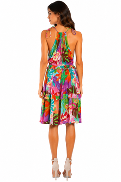 Wholesale Multicolor Tropical Floral Halter Tiered Mini Dress – B2B Wholesale