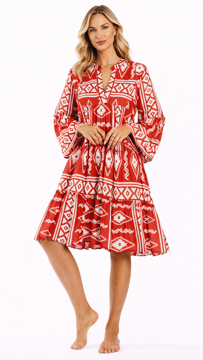 Red Boho Mini Dress Wholesale | Resort Wear Vacation Dress for Boutiques  La Moda Clothing