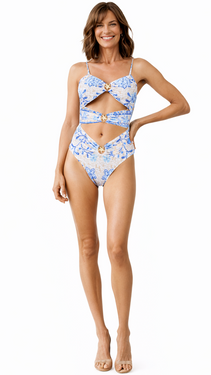 Wholesale Luxury Cut-Out One Piece Swimsuit with Matching Cover Ups | Resort Swimwear Supplier  La Moda Clothing