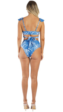 Wholesale Blue Ruffle Bikini Set with Matching Cover Ups | Resort Swimwear Supplier  La Moda Clothing