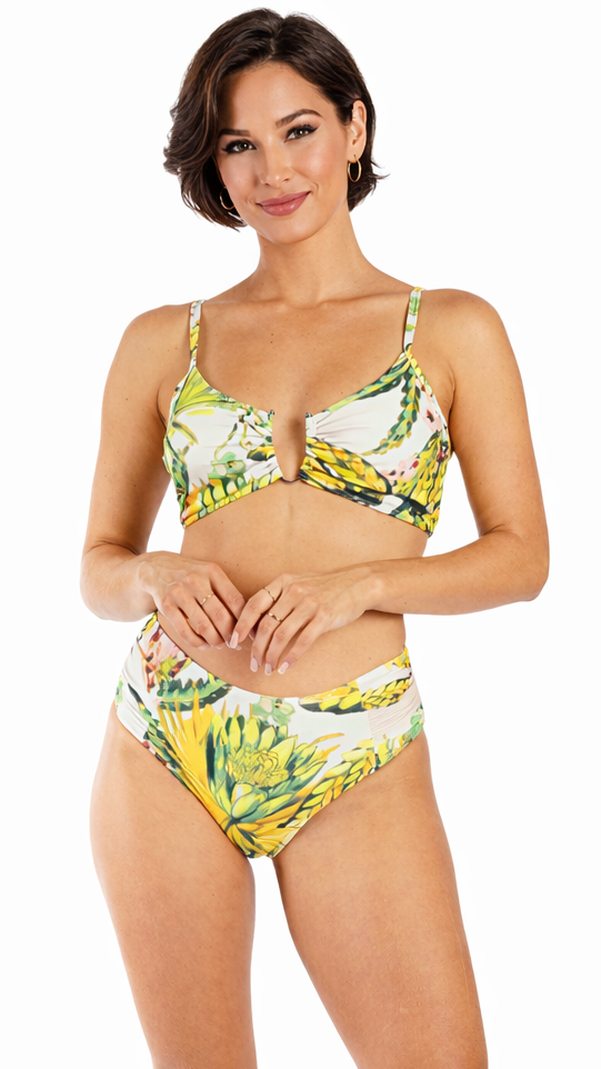 Wholesale Tropical High-Waist Bikini Set with Matching Cover Ups | Resort Swim Supplier  La Moda Clothing