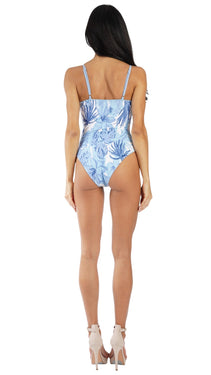 Wholesale Blue Floral One Piece Swimsuit with Matching Cover Ups | Resort Swim Supplier  La Moda Clothing
