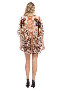 Animal Print Caftan Kaftan Dress Cover up in Viscose Silk - La Moda Clothings