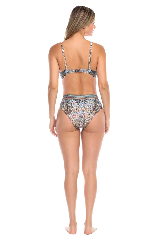 Blue Leopard Retro Swirl Verso Bra Sized Swim Top Bikini 2 Pc Set - La Moda Clothings