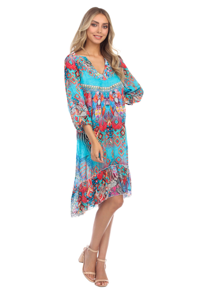 Ikat Blossom Tunics, Long tops, and Shirt dresses from La Moda - La Moda Clothings