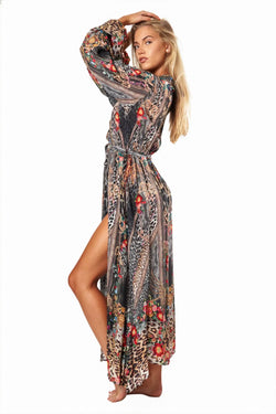 Eclectic Jungle Women's Maxi Wrap Dresses - La Moda Clothing