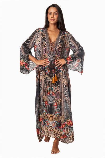 Eclectic Jungle Long Caftan Dress - La Moda Clothing