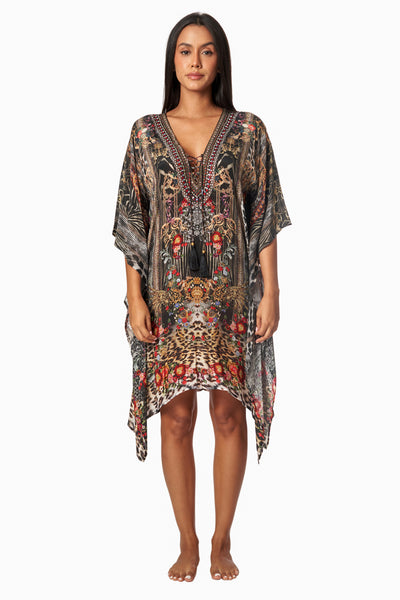 Eclectic Jungle Luxury Silk Caftan Dress - La Moda Clothing