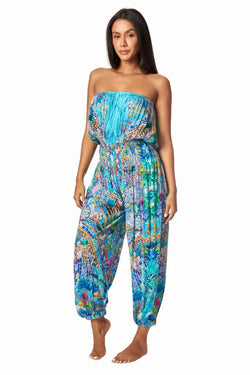 Poppy Garden Hippie Bohemian Jumpsuits with Front Pockets - La Moda Clothing