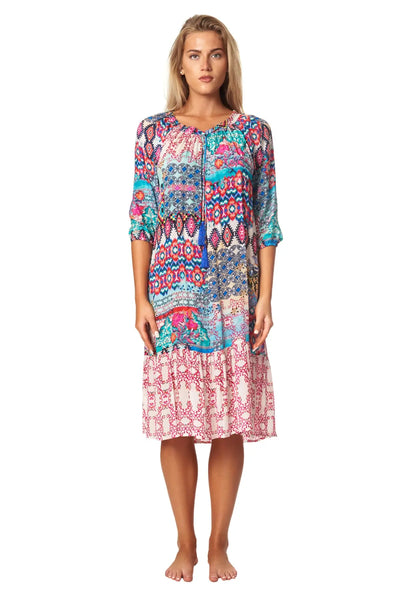 Tribal Ikat Beach Resort Midi Dress - La Moda Clothing