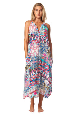 Tribal Ikat Resort Vacation Dress - La Moda Clothing