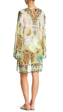 Jungle Print Tunic in flowy sheer fabric perfect for Tropical or Island Vacation | Tunics Wholeslae - Wholesale Wholesale La Moda Clothing