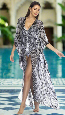 Front Open Maxi Kaftan - Side Drape Maxi Kaftan - Wholesale Wholesale La Moda Clothings