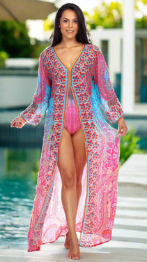 Wholesale Best Swimwear Cover Up Kimonos In Multi-Color Prints FRor Women Made From Viscose Silk - La Moda Clothings