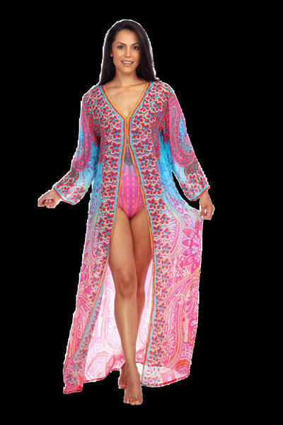 Wholesale Best Swimwear Cover Up Kimonos In Multi-Color Prints FRor Women Made From Viscose Silk - La Moda Clothings
