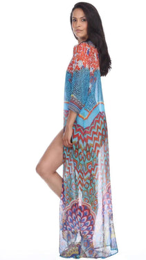 Wholesale Designer Swimwear Cover Up Kimonos For Women In Multi-Color Prints In Imported Polyester - La Moda Clothings