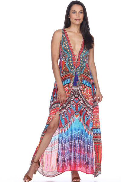 Resort Beach 2 Two Slit Party Maxi Long Dresses for Women - Sun Beach Club Dresses, Summer Wedding and Casual Evening - La Moda Clothings