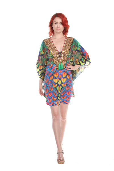 Multi-Color Casual Kaftan Dress in Animal Print Perfect for Resort or Vacation Wear - La Moda Clothings