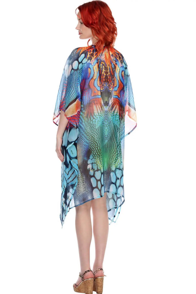 Multi-Color V-Neck Polyester Beach Dress - La Moda Clothings