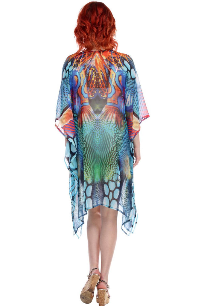 Multi-Color V-Neck Polyester Beach Dress - La Moda Clothings