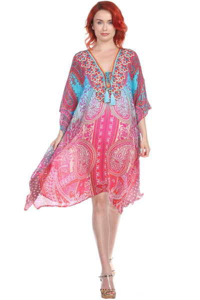Multi Color Viscose Silk Designer Kaftan Dress - La Moda Clothings