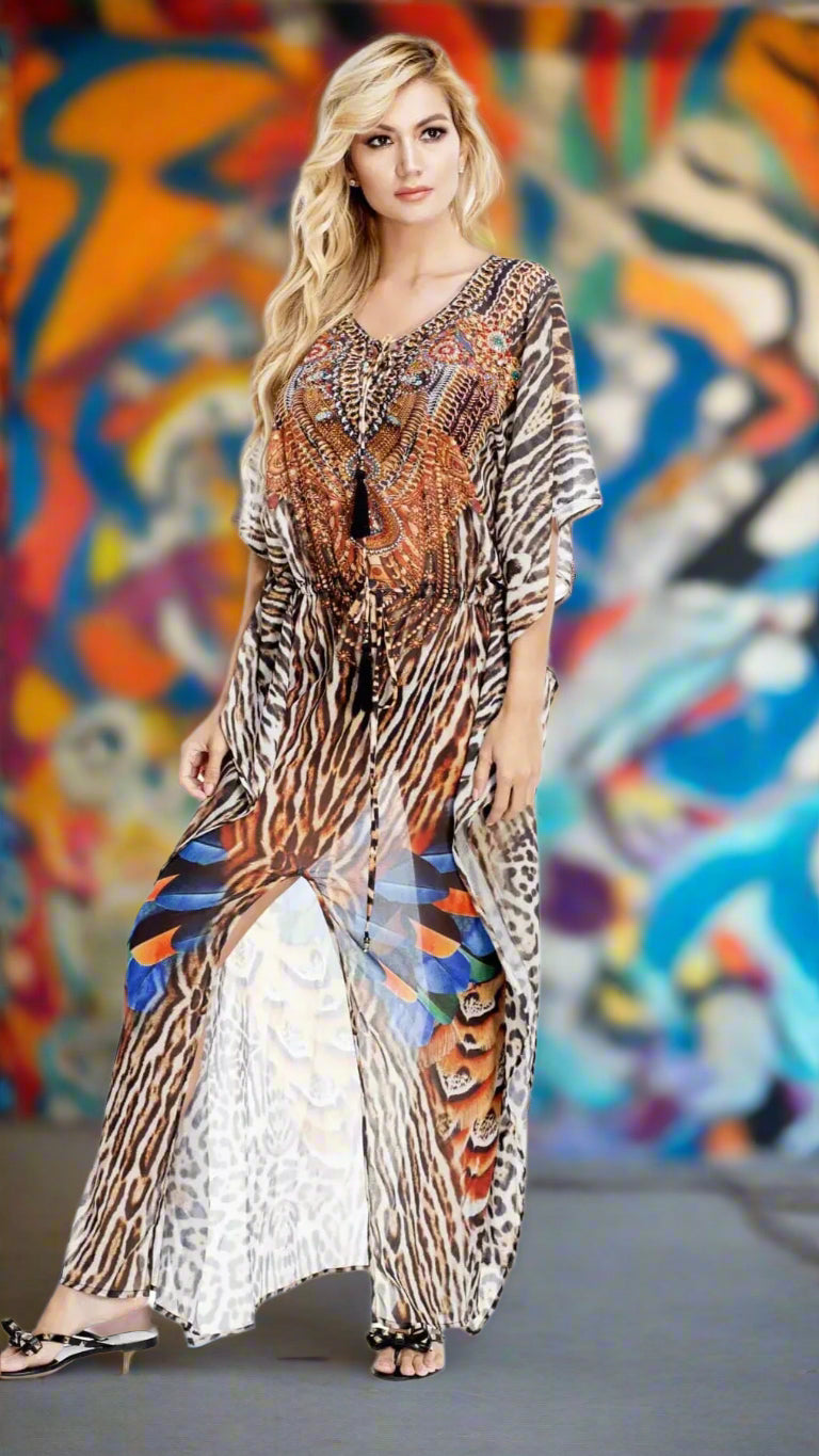 Long Caftan Dress with Front Slit