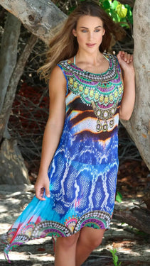 Blue Python Midi Dress from La Moda 17012 MD - Wholesale Wholesale La Moda Clothings