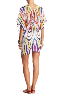 Multi Colored Sheer V-Neck Kaftan Cover Up - Wholesale Wholesale La Moda Clothings